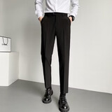 栢斐荻夏季薄款工装裤青年韩版九分裤男销售上班舒适高腰裤潮流西装裤 华清大弟  K91-1黑色 30