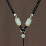 梦逸和田玉籽料吊坠挂绳手工编织项链绳貔貅观音玉器挂脖绳男女项链绳子 黑色/【可调节款】