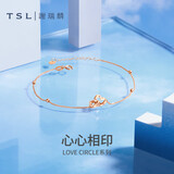 谢瑞麟（TSL）18k金手链LOVE CIRCLE系列双环爱心彩金手链女AG540  K黄