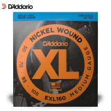 达达里奥（D'Addario）EXL160美国进口电贝司琴弦 镀镍钢Bass四弦五弦贝斯套弦 50-105