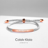 Colaivkloia情侣手链男女款银一对编织绳可调节时尚手饰品520情人节生日礼物 SL9037-银绳玫瑰金色手链
