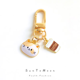 SunToMoon可爱软萌猫咪咖啡小挂件u盘AirPods防丢迷你钥匙扣情侣卡通饰品 橘猫小挂件