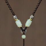 梦逸和田玉籽料吊坠挂绳手工编织项链绳貔貅观音玉器挂脖绳男女项链绳子 咖色/【可调节款】