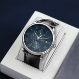 罗宾尼（LOBINNI）品牌联名款德国认证手表男士全自动机械表品牌世界瑞士风十大名表 旗舰版【银针暗蓝面】黑皮带