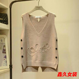 美安嘉品牌女装剪标撤柜春秋季针织马甲女坎肩v领背心毛线 卡其色-外穿女马甲 均码 80-140斤可穿-外穿女马甲