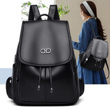 猫猫吉祥（Mao Mao Ji Xiang）香菲真皮双肩包女士软牛皮背包女式流苏休闲旅行包大容量包宝妈女 611黑色