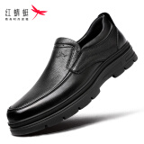 红蜻蜓牛皮男鞋套脚皮鞋男爸爸鞋商务休闲鞋男乐福单鞋WTA440731黑色41