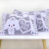 金典三点水 纯棉加厚毛圈四季通用透气情侣婚庆枕巾一对2条装尺寸52*75 大狗灰色