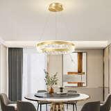 凡甄极简创意吊灯卧室灯简约餐厅灯温馨大气房间灯具广东中山灯饰 金色60CM三色变光72W