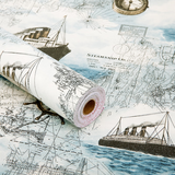 广得 加厚防水PVC墙纸自粘卧室客厅学生宿舍寝室背景壁纸贴画 3007海上游轮 45cm*10米