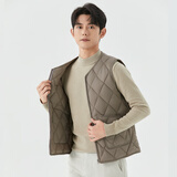 陌飘羽绒棉马甲男轻薄秋冬打底保暖背心坎肩内胆棉袄内穿宽松大码外套 卡其色 M 90-115斤