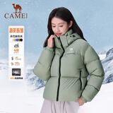 骆驼黑钻3.0短款羽绒服女装冬新款保暖防风连帽羽绒外套面包服M