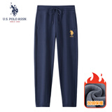 U.S. POLO ASSN.保罗运动休闲裤男加绒保暖冬季宽松直筒跑步长卫裤 藏青平口 XL 