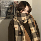 CHANEELR & KARITH围巾冬季女百搭围脖加厚保暖格子披肩送女生老婆轻奢生日新年礼物 轻奢品牌时尚百搭ck风【卡其色】