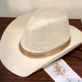 慕衣宾士草帽男夏天遮阳帽子户外凉帽男士防晒太阳帽舒适钓鱼帽透气渔夫帽 米白色(B西部牛仔) (均码)