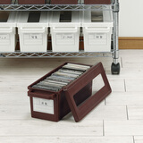 inomata日本进口cd收纳盒dvd碟片光盘整理箱大容量游戏漫画NS专辑储存盒 小号棕色