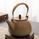 云苕网红围炉煮茶壶粗陶仿古陶瓷家用温茶壶泡茶器煮茶壶 柴烧提梁南瓜壶