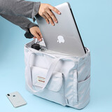 粤东升电脑包手提单肩男女士笔记本联想华为matebook苹果macbook 银灰色-防震气垫+单独肩带 【大号】适用15.3-16寸