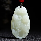 依思晨 和田玉水滴生肖属鼠牛虎兔龙蛇马羊猴鸡狗猪玉吊坠 男女士孩子儿童情侣款玉坠玉石玉挂坠玉佩 项链 水滴如意生肖牛