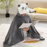 物枕居办公室午睡披风夏季薄披肩斗篷女保暖盖腿空调毯子小被子学生睡觉 熊猫140*80 办公室/教室午睡披风