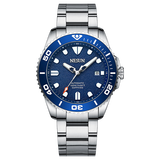 尼尚Nesun品牌男士机械表 潜水系列 自动机械表防水100米夜光男表钢带 蓝色(进口机芯）