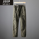 JEEP SPIRIT保暖裤户外防风防水裤子男宽松直筒加绒加厚软壳裤登山冲锋裤男 军绿加绒冬 当天发货 加绒 L (120-140斤)
