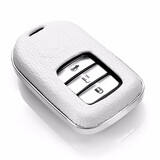 迪加伦 真皮本田钥匙包 21款 十代雅阁思域新CRV思铂睿XRV缤智钥匙套 男士汽车钥匙扣 珍珠白 (单个钥匙壳不含扣) 本田专车专用智能钥匙