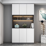 沐希拓 餐边柜轻奢现代简约客厅储物柜碗柜厨房收纳柜酒柜家用茶水柜 款式4:120*40*220【送感应灯】