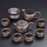 千丝家 家用紫砂功夫茶具套装整套陶瓷茶壶茶杯茶道礼品茶具套装 10头禅道紫砂茶壶