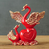 帕美居天鹅摆件客厅房间桌面装饰品玄关送礼欧式工艺品结婚礼物酒柜创意 红色天鹅