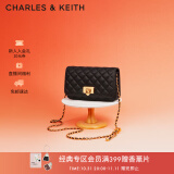 CHARLES&KEITH经典菱格链条小方单肩斜挎包包女包生日礼物CK2-70160131 Black黑色 小包