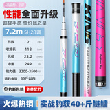 杰诺冰蓝粉鱼竿手竿超轻超硬碳素台钓竿黑坑野钓鲢鳙鲫鱼竿综合大物竿 7.2m 5H综合竿