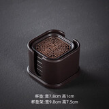 远舍电木茶杯垫茶垫方形功夫茶道茶具隔热垫家用日式茶托杯托底座配件 电木方形五福古铜杯垫-6个带框
