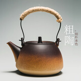 容山堂 粗陶茶壶煮茶器套装 大号提梁泡茶壶烧水壶陶壶电陶炉三界茶炉 粗陶提梁壶-直钮
