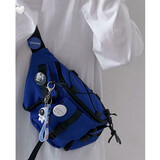 悠泽韩国ins复古中性工装胸包百搭腰包日系原宿风街头潮流运动包男女 蓝色（带4枚徽章+宇航员挂件）