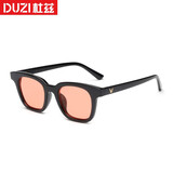 杜兹（DUZI）彩色透明眼镜 方框太阳镜GD权志龙同款墨镜潮墨镜 海洋片-红