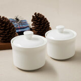 斯凯绨（Sky Top）碗带盖炖盅陶瓷骨瓷隔水汤盅蒸蛋羹燕窝盅家用单人纯白250ml两件