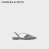 CHARLES&KEITH水钻链条平跟凉鞋拖鞋女士CK1-70900271-A Light Blue浅蓝色 36