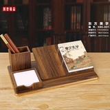 XYBP木质台历带笔筒便签摆件创意多功能周历办公复古桌面台历架2025年日历商务礼品(红木纹）厂商直发 