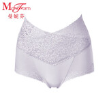 曼妮芬蕾丝高腰平角裤舒适时尚性感提臀女棉质内裤亲肤底裤棉 032 灰色 1条 L (165)