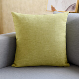 思篇沙发抱枕靠垫客厅加厚纯色亚麻简约汽车办公室腰枕床头靠枕靠背 绿色(加厚素色亚麻) 50*50cm抱枕套+枕芯