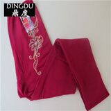 弹力秋裤女内穿纯棉打底裤线裤加绒保暖裤外穿棉毛裤单件 女士弹力裤加绒枣红 均码高弹90斤-140斤