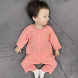 妙翡婴儿衣服春夏新款薄款长袖纱布爬爬服空调服新生儿睡衣宝宝连体衣