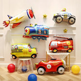 孩派（HihgParty）生日场景布置男孩儿童宝宝周岁生日派对汽车主题背景墙气球装饰 汽车铝膜气球A款(6个装)+打气筒