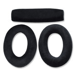 魔律 适用森海塞尔HD515耳机套HD518/555/595/598/558 PC360海绵套耳罩 黑色绒布耳套一对+头梁一个
