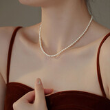 伊黛儿法式细仿珍珠项链女气质小众颈链高级感简约锁骨链生日礼物送女友 贝珠项链L1866