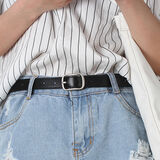 艾罗帝朗 简约风方扣腰带男女通用宽皮带女学生韩国时尚ins裤带百搭黑军训 A18  黑色