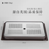ORTOR茶盘储水式家用茶杯托盘双层沥水果盘水杯盘不锈钢沥水盘茶 小号储水茶盘组合（23*35）