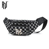 PNJ美国官方胸包男女款复古老花系列腰包单肩斜挎包女运动休闲情侣包 黑色