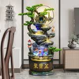 圣雅祺自循环流水鱼缸摆件客厅开业乔迁礼物风水轮招财球葫芦摇钱树装饰 42*39*108cm高【2791青松水韵】